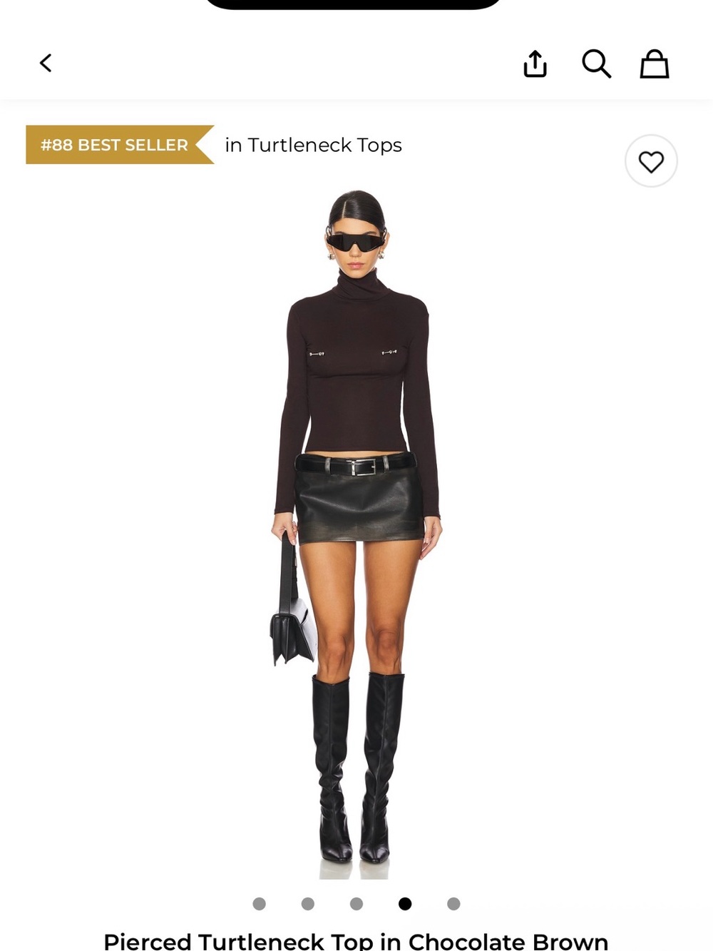 Pierced Turtleneck Top in Chocolate Brown